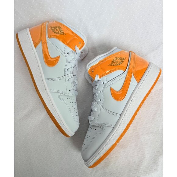 Air Jordan Shoes - Air Jordan 1 Mid SE Gatorade Pack GS FN9053-018 Football Grey/Orange 5.5Y